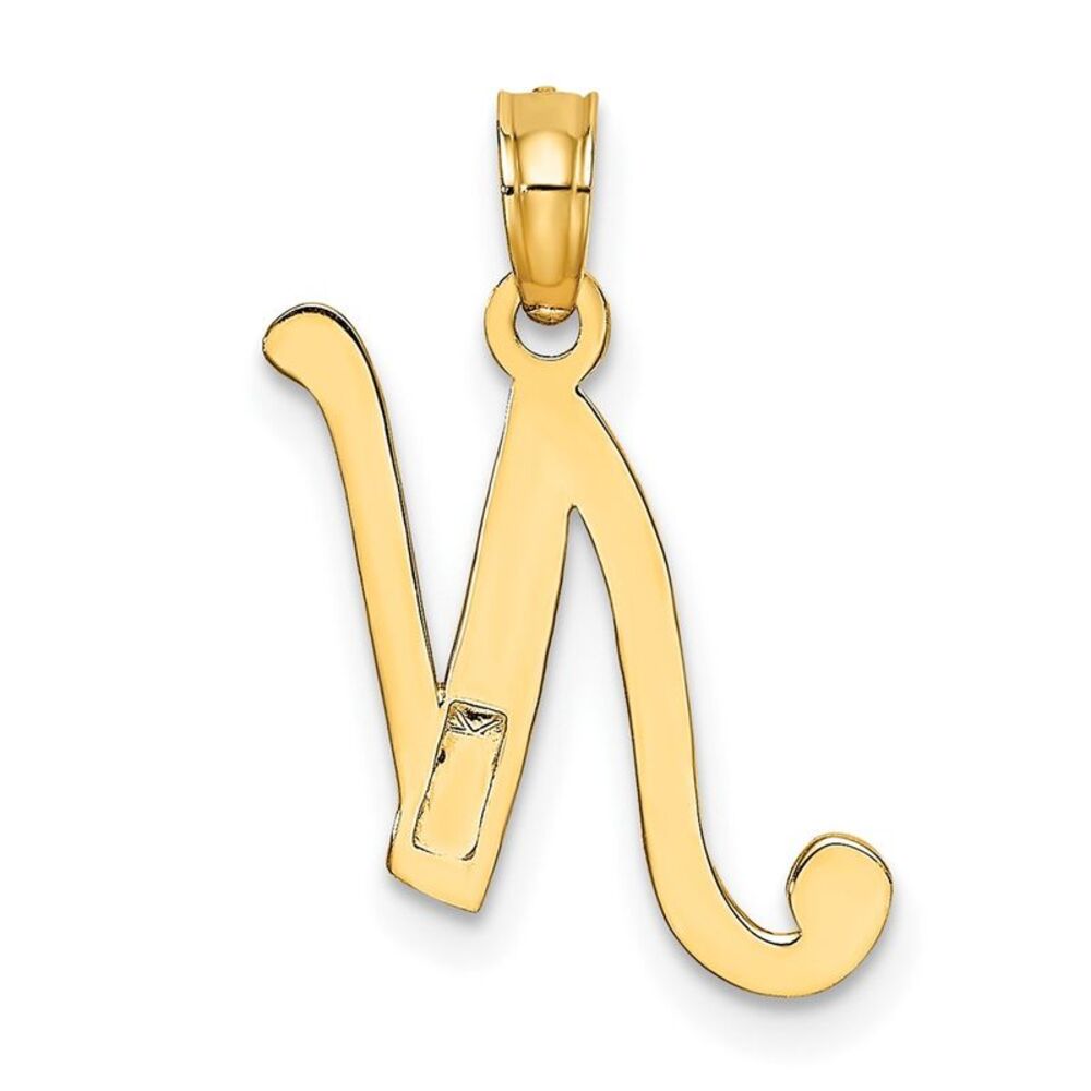 10k Yellow Gold Polished N Script Initial Charm - image 4